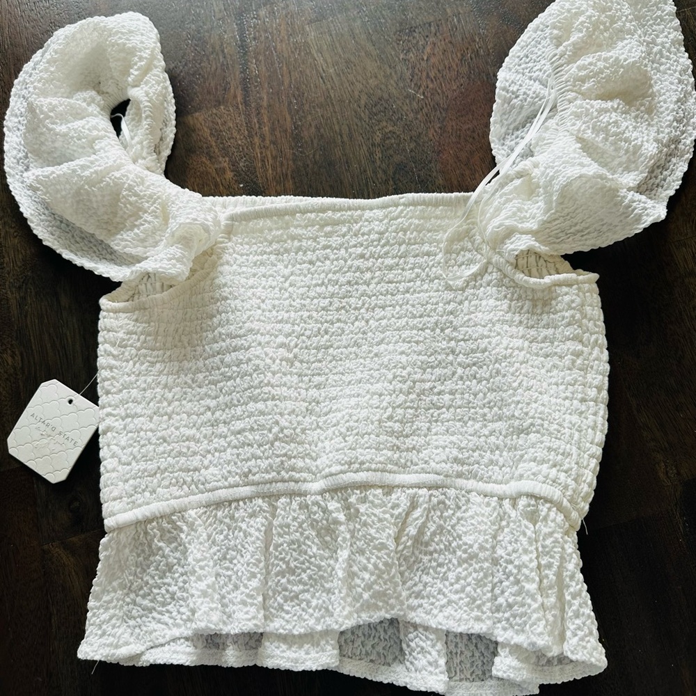 Altar'd State White Textured Blouse